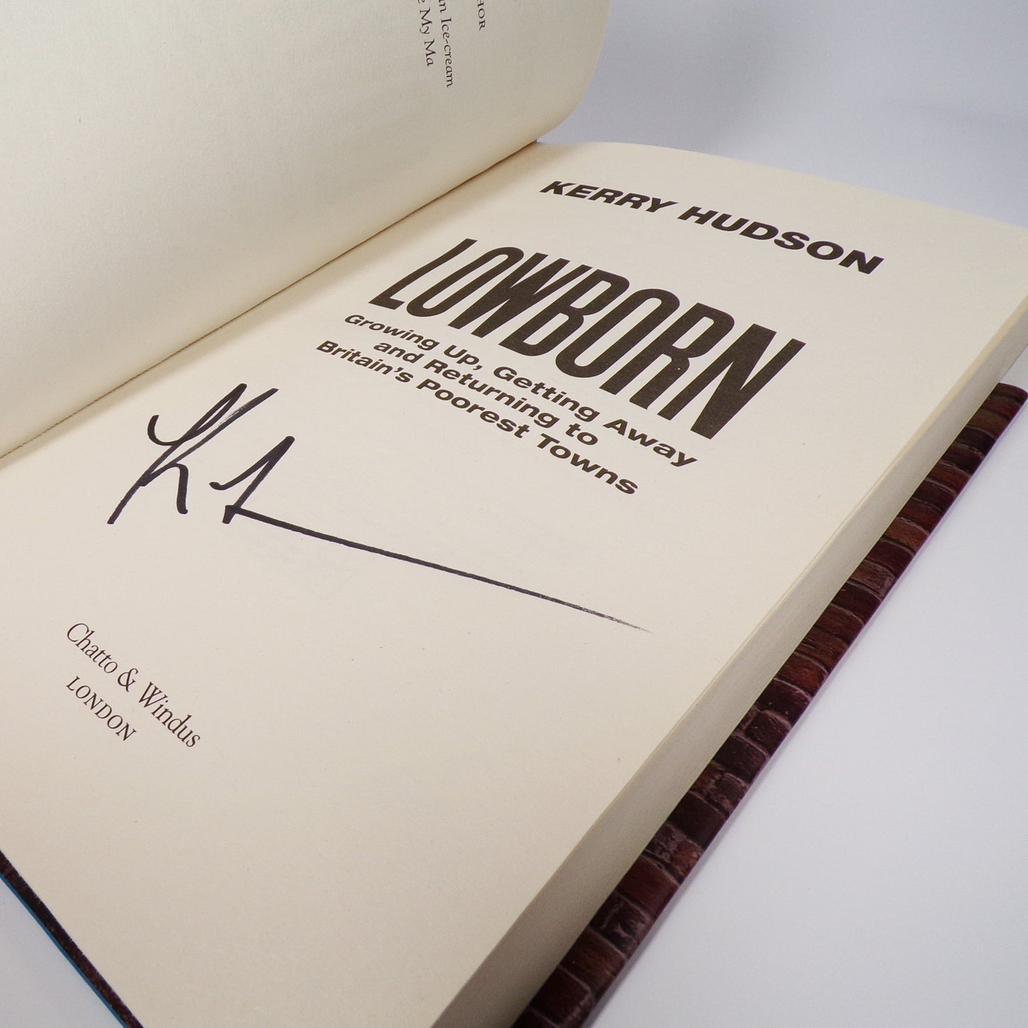 Kerry Hudson - Lowborn - Signed First Edition